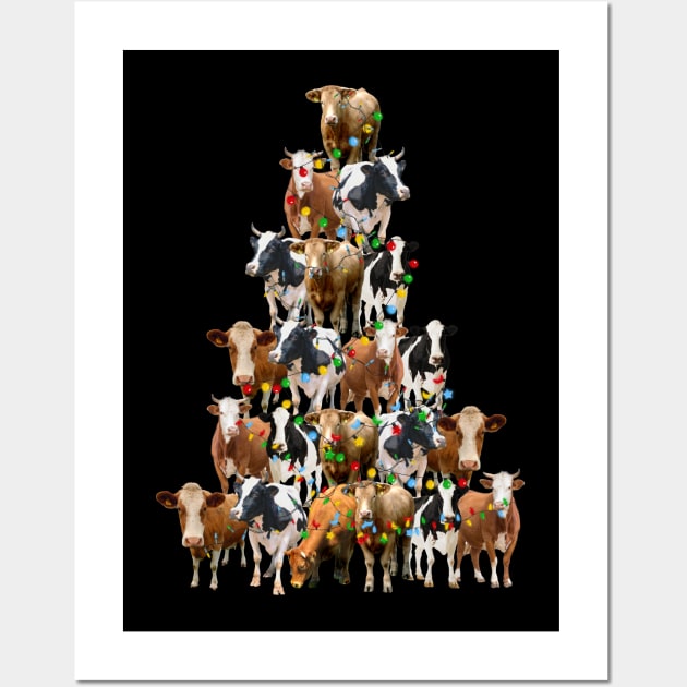 Funny Christmas Cows Tree Wall Art by reginaturner